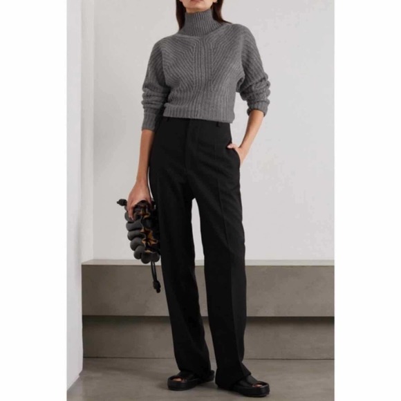 Theory Sculpted Knit Pullover Sweater Airy Wool Cashmere Grey Melange Size Small - Picture 4 of 13